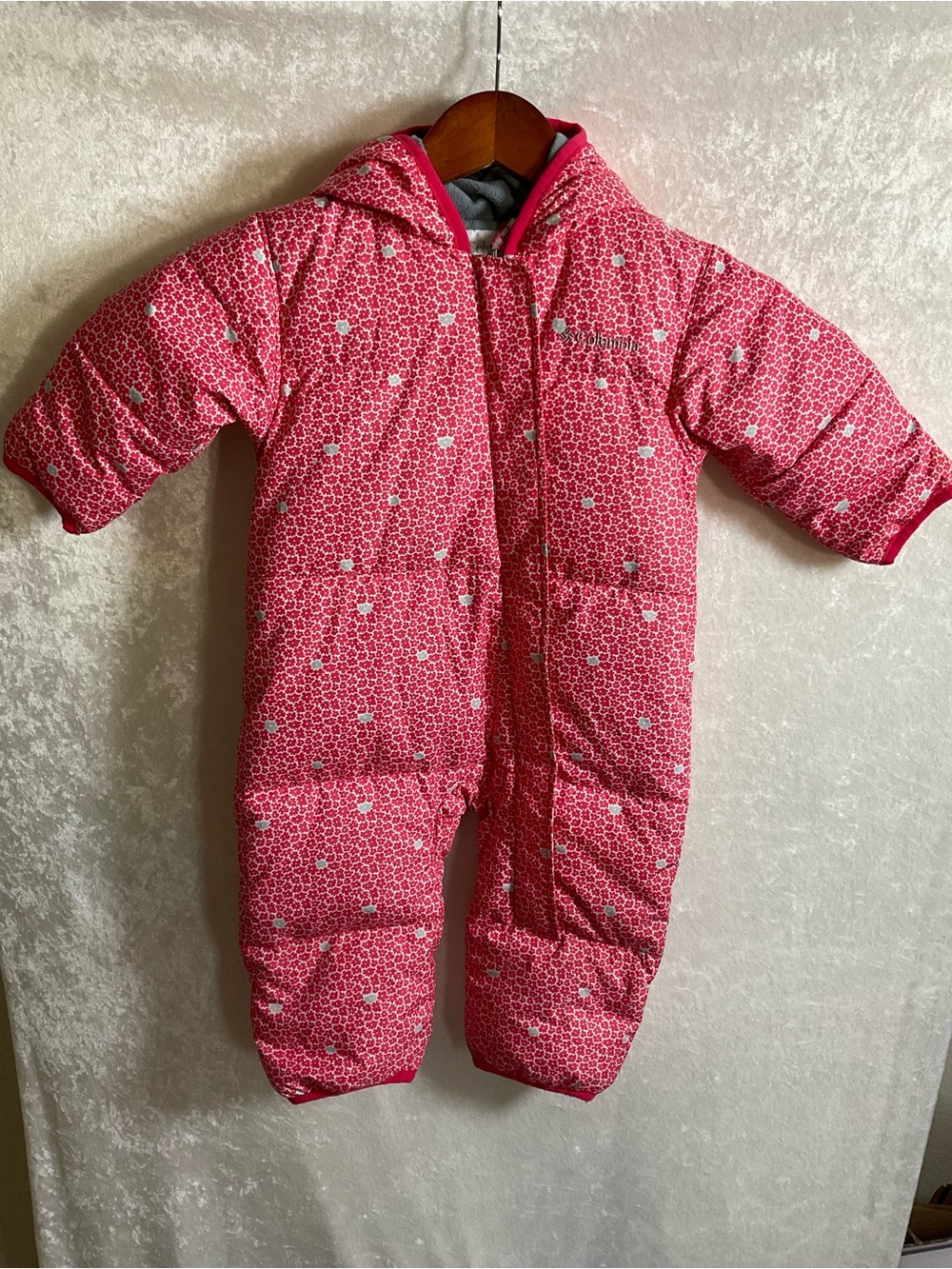 Columbia Pink Hooded Puffer One-Piece Snowsuit 6-12 months